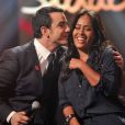  Exclusif - Thomas Thouroude et Amel Bent - Enregistrement de l'&eacute;mission du Sidaction 2014, les 24 et 25 mars 2014 au th&eacute;&acirc;tre Mogador &agrave; Paris (diffusion le 5 avril 2014 &agrave; 20h50 sur France 2). 