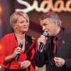 Exclusif - Sophie Davant et Salvatore Adamo - Enregistrement de l'émission du Sidaction 2014, les 24 et 25 mars 2014 au théâtre Mogador à Paris (diffusion le 5 avril 2014 à 20h50 sur France 2).
