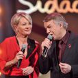  Exclusif - Sophie Davant et Salvatore Adamo - Enregistrement de l'&eacute;mission du Sidaction 2014, les 24 et 25 mars 2014 au th&eacute;&acirc;tre Mogador &agrave; Paris (diffusion le 5 avril 2014 &agrave; 20h50 sur France 2). 