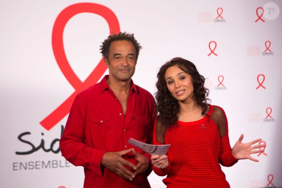 Exclusif - Yannick Noah et Aida Touihri dans les coulisses du Sidaction 2014, le 25 mars 2014 au thêatre Mogador à Paris (diffusion le 5 avril 2014 sur France 2).