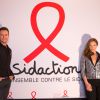 Exclusif - Natasha St-Pier et Cyril Féraud dans les coulisses du Sidaction 2014, le 25 mars 2014 au thêatre Mogador à Paris (diffusion le 5 avril 2014 sur France 2).