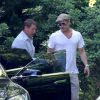 Brad Pitt quittant l'hôtel Bel Air à Beverly Hills après y être arrivé le 5 avril avec sa fiancé Angelina Jolie - 6 avril 2014