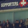 Pierre Sarkozy, Jean Sarkozy, Jean-Claude Darmon, Nicolas Sarkozy et Michaël Youn au stade Stamford Bridge à Londres pour le match Chelsea-PSG en Ligue des Champions le 8 avril 2014. 