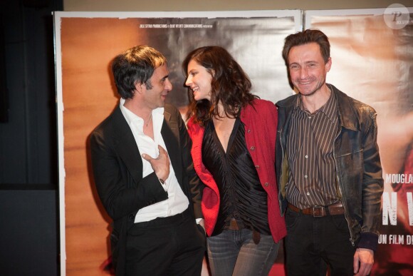 Samuel Benchetrit, Anna Mouglalis et Yann Goven lors de l'avant-première du film Un voyage à Paris le 10 avril 2014
