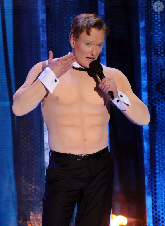 Conan O'Brien sur la scène des MTV Movie Awards 2014, le 13 avril 2014.
