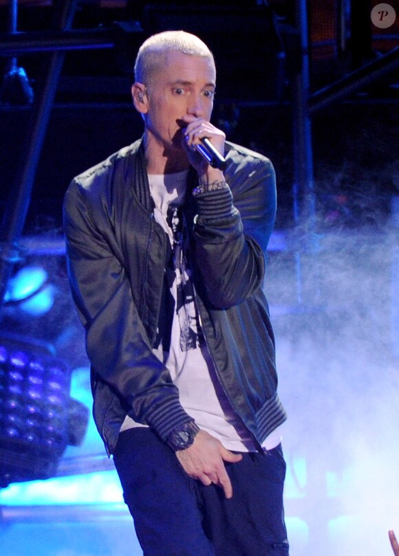Eminem  sur la scène des MTV Movie Awards 2014, le 13 avril 2014.
