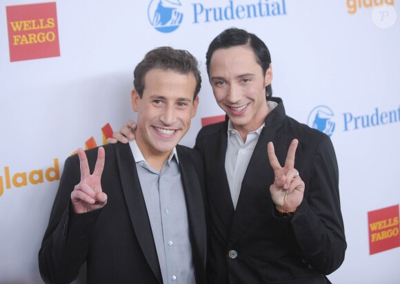 Victor Voronov et Johnny Weir à la 23e cérémonie des Annual GLAAD Media Awards à New York, le 24 mars 2012