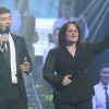 Tony Carreira et Lisa Angell - Concert exceptionnel de Tony Carreira au Palais des Sports à Paris, le 12 avril 2014.