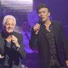 Gérard Lenorman et Tony Carreira - Concert exceptionnel de Tony Carreira au Palais des Sports à Paris, le 12 avril 2014.