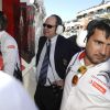 Le prince Albert II de Monaco est venu assister aux qualifications d'une épreuve de championnat WTCC, au circuit Paul Ricard du Castellet, auxquelles le pilote Sébastien Loeb participe le 19 avril 2014.