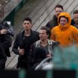Tournage du clip de You and I, des One Direction, à Clevedon Pier Somerset, au Royaume-Uni, le 24 mars 2014.