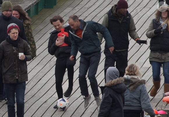 Tournage du clip de You and I, des One Direction, à Clevedon Pier Somerset, au Royaume-Uni, le 24 mars 2014.