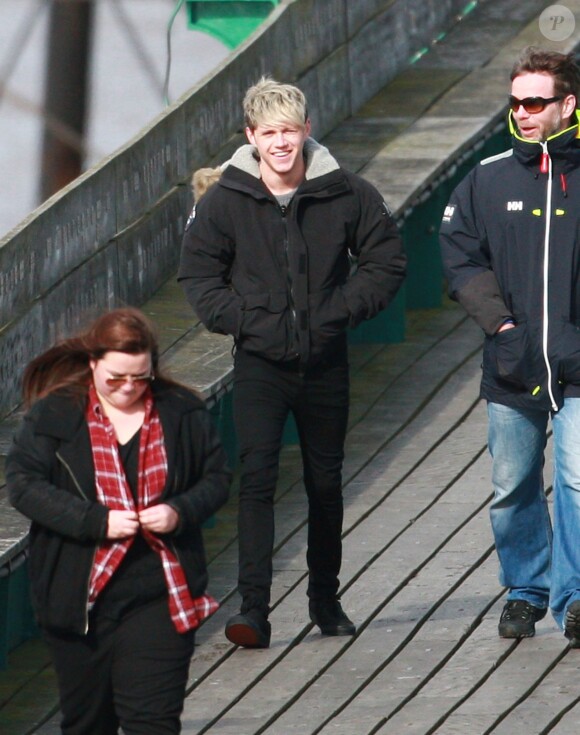 Tournage du clip de You and I, des One Direction, à Clevedon Pier Somerset, au Royaume-Uni, le 24 mars 2014.
