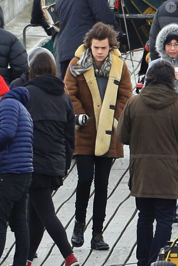 Tournage du clip de You and I, des One Direction, à Clevedon Pier Somerset, au Royaume-Uni, le 24 mars 2014.