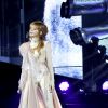 Mylène Farmer sur la scène de Bercy, à Paris, pour la première date de la tournée Timeless 2013, le 7 septembre 2013