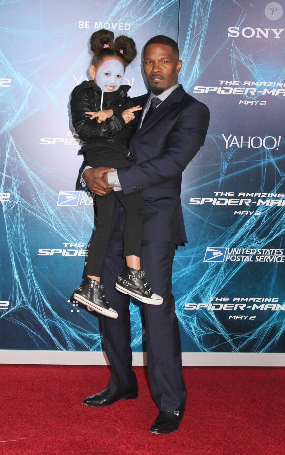 Jamie Foxx et sa fille Annalise Bishop à la première de The Amazing Spider-Man 2 au Ziegfeld Theater de New York, le 24 avril 2014.