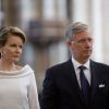 Le roi Philippe et la reine Mathilde de Belgique en visite officielle en Grande-Bretagne à Londres le 13 mars 2014