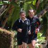 Exclusif - Nicolas Sarkozy fait son footing accompagné de 2 gardes du corps à Beverly Hills le 26 avril 2014