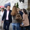 Carla Bruni, son époux Nicolas Sarkozy et leur fille Giulia quittent leur hôtel de New York le 25 avril 2014, direction Los Angeles