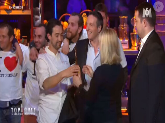 Pierre Augé, Top Chef 2014, est sorti victorieux du Choc des Champions qui l'a opposé à Jean Imbert, Top Chef 2012, le 28 avril 2014 sur M6.