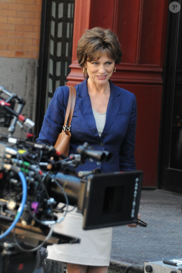 Jacqueline Bisset sur le tournage du film Welcome to New York à New York le 25 avril 2013.