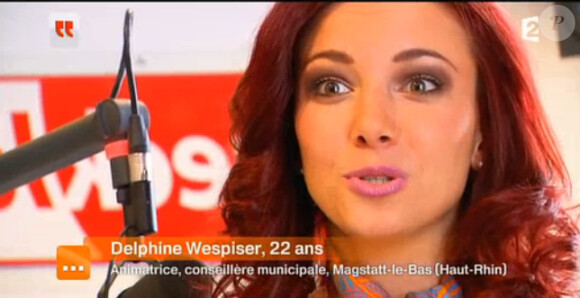Delphine Wespiser évoque son expérience pendant et après Miss France sur France 2 dans Toute une histoire, le mercredi 30 avril 2014