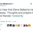  Kristina Mladenovic r&eacute;agit &agrave; la mort de Elena Baltacha - mai 2014. 