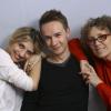 Amandine Bourgeois, Mireille Dumas et Cyril Feraud, réunis avant l'Eurovision 2013, le 7 mai 2013.