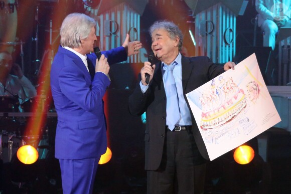 Pierre Perret et Patrick Sébastien - Enregistrement de l'émission "Les années bonheur", diffusée le 17 mai 2014.