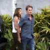 George Clooney célèbre ses fiançailles avec Amal Alamuddin entouré de ses amis au Cafe Habana à Malibu (Los Angeles) le 11 mai 2014 : Cindy Crawford et son mari Rande Gerber sont présents