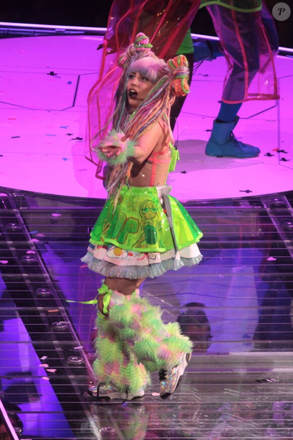 Lady Gaga sur la scène du Madison Square Garden de New York, le 13 mai 2014, dans le cadre de son "ArtRave : The Artpop Ball Tour".