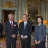 Le roi Carl XVI Gustaf de Suède et la reine Silvia ont reçu le 14 mai 2014 Ban Ki-moon en audience au palais royal à Stockholm