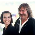  G&eacute;rard Depardieu et Carole Bouquet au Festival de Cannes pour pr&eacute;senter Trop belle pour toi, en 1989 