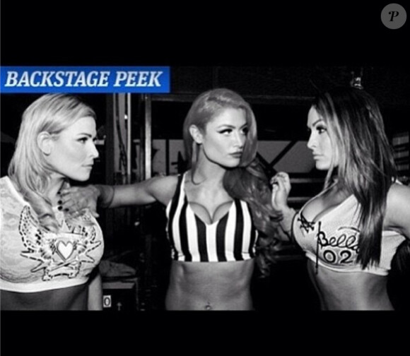 En backstage de Smackdown en mai 2014. Photo publiée par Nikki Bella des Bella Twins, diva de la WWE, sur son compte Instagram.