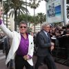 Sylvester Stallone et Harrison Ford - Présentation du film "Expendables 3" sur le plateau du Grand Journal de Canal + à l'occasion du 67e festival international du film de Cannes, le 17 mai 2014