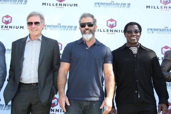 Harrison Ford, Mel Gibson, Wesley Snipes - Les acteurs du film "Expendables 3" au photocall du film devant le Carlton dans le cadre du 67e festival du film de Cannes, le 18 mai 2014.