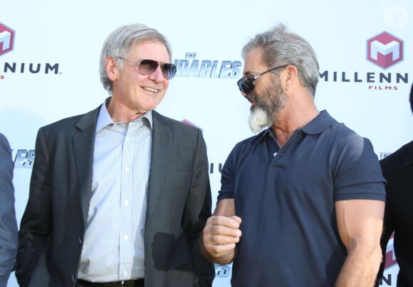 Harrison Ford et Mel Gibson - Les acteurs du film "Expendables 3" au photocall du film devant le Carlton dans le cadre du 67e festival du film de Cannes, le 18 mai 2014.