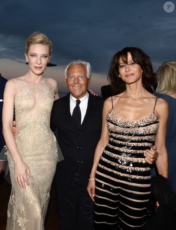 Cate Blanchett, Giorgio Armani et Sophie Marceau - Soirée Vanity Fair Armani à l'Eden Roc au cap d'Antibes le 17 mai 2014