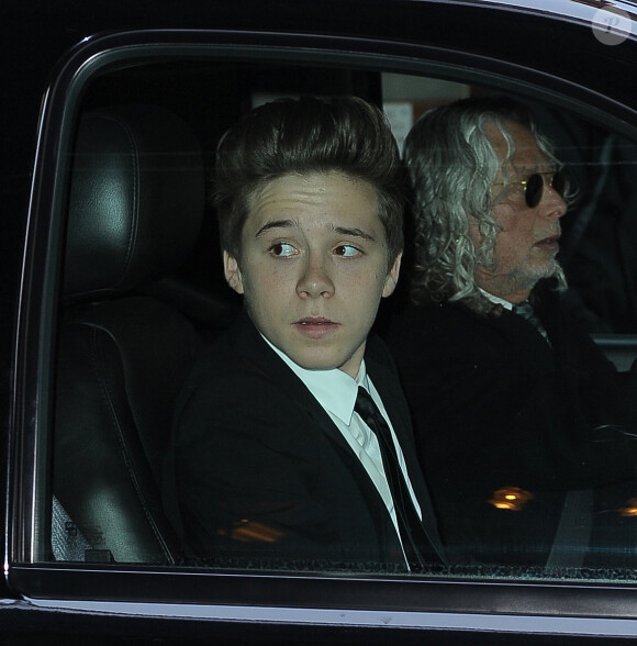 Brooklyn Beckham à la sortie du restaurant Balthazar à New York, le 9 fevrier 2014