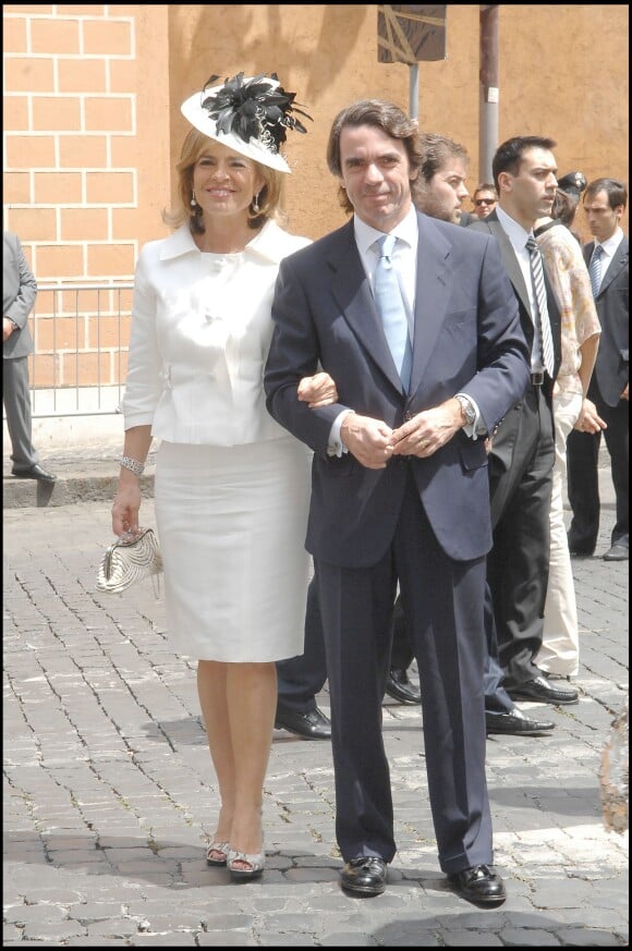Ana Botella et José Maria Aznar au mariage de Flavio Briatore et Elisabetta Gregoraci à Rome le 14 juin 2008. 