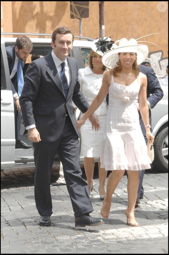 Alejandro Agag et Ana, la fille de José Maria Aznar, au mariage de Flavio Briatore et Elisabetta Gregoraci à Rome le 14 juin 2008. 
