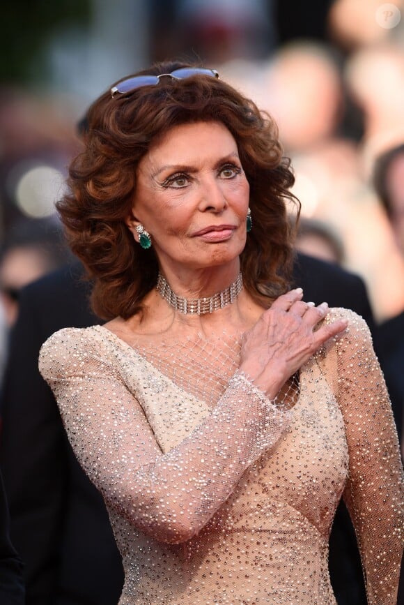 Sophia Loren arrivant au palais des festivals le 20 mai 2014