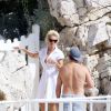 Pamela Anderson et son mari Rick Salomon prennent le soleil à l'Eden Roc d'Antibes, le 21 mai 2014.