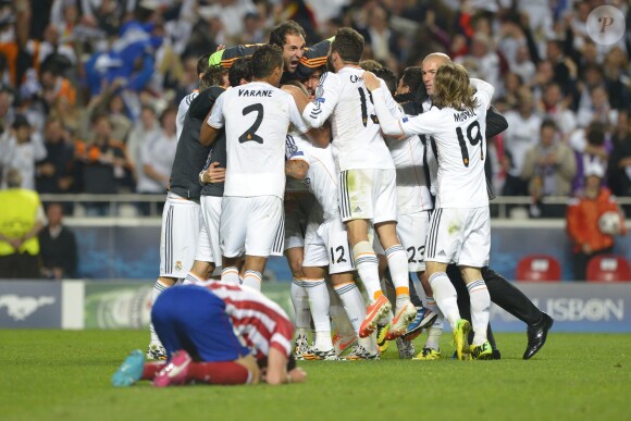 Les joueurs du Real Madrid lors de la finale de la Ligue des champions au Stade de la Luz à Lisbonne, le 24 mai 2014 face à l'Atlético Madrid (4-1)