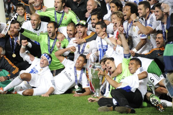 Les joueurs du Real Madrid lors de la finale de la Ligue des champions au Stade de la Luz à Lisbonne, le 24 mai 2014 entre le Real Madrid et l'Atlético Madrid (4-1)