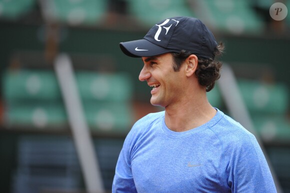 Roger Federer à l'entraînement à Roland-Garros, le 21 mai 2014