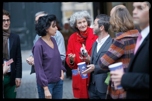 Rachida Dati organisait une projection du film "Qu'est-ce qu'on a fait au Bon Dieu ?" en présence du producteur Romain Rojtman à la mairie du 7e arrondissement de Paris, le 26 mai 2014.