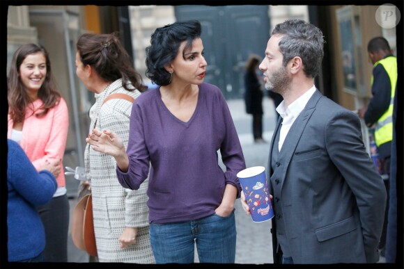 Rachida Dati organisait une projection du film "Qu'est-ce qu'on a fait au Bon Dieu ?" en présence du producteur Romain Rojtman à la mairie du 7e arrondissement de Paris, le 26 mai 2014.