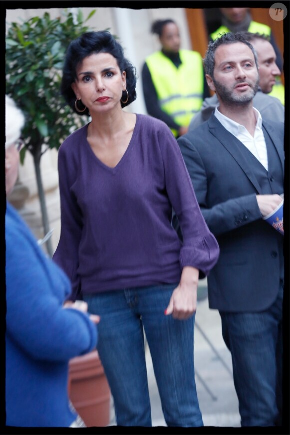 Rachida Dati organisait une projection du film "Qu'est-ce qu'on a fait au Bon Dieu ?" en présence du producteur Romain Rojtman à la mairie du 7e arrondissement de Paris, le 26 mai 2014.