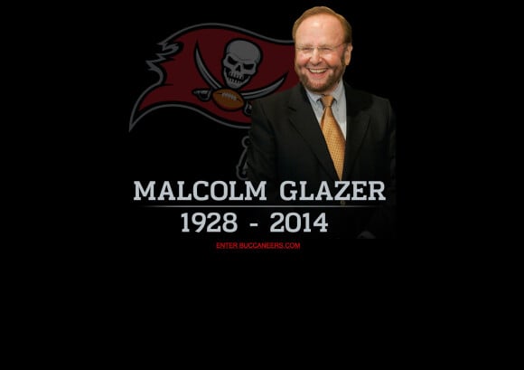 Capture d'écran du site internet des Tampa Bay, l'équipe NFL dont Malcolm Glazer était le propriétaire depuis 1995. Il est mort le 28 mai 2014. 